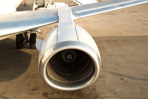 Airplane engine close up