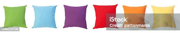 Colorful Cushions Stock Photo - Download Image Now - Cushion, Pillow, White Background