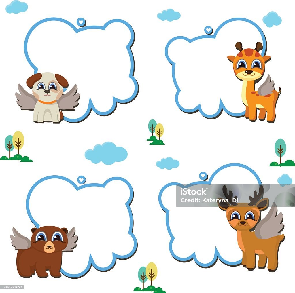 Text Frame Animals Animal Faces Text Frames Clip Art Set Stock Illustration - Download ...