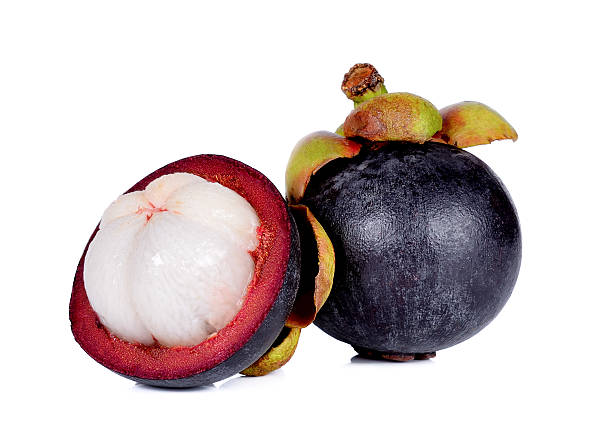 istock Mangosteen isolated on the white background 606223318