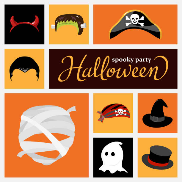 Halloween Costume Hat Halloween costume hats symbol. period costume stock illustrations