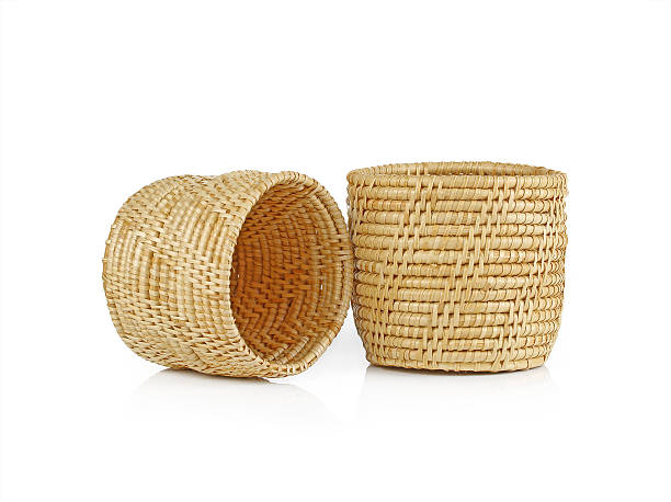 istock vintage weave wicker basket isolated on white background 606233780
