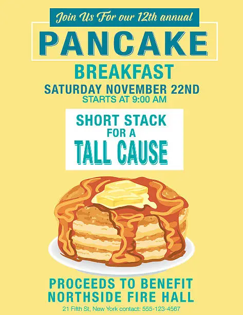 Vector illustration of Pancake Breakfast Poster Template
