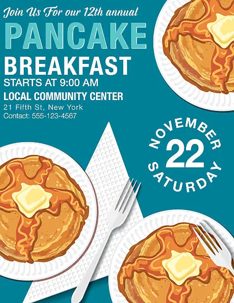 Vector illustration of Pancake Breakfast Poster Template