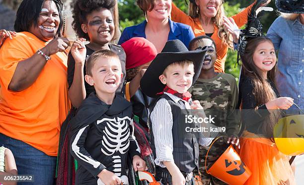 Group of mothers and children at Halloween