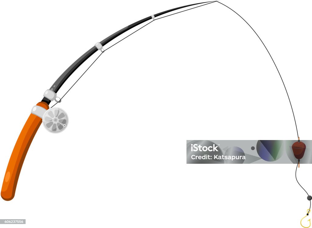 Fishing Rod Line Reel Hook And Float Stock Illustration - Download Image  Now - Fishing, Fishing Industry, Walking Cane - iStock
