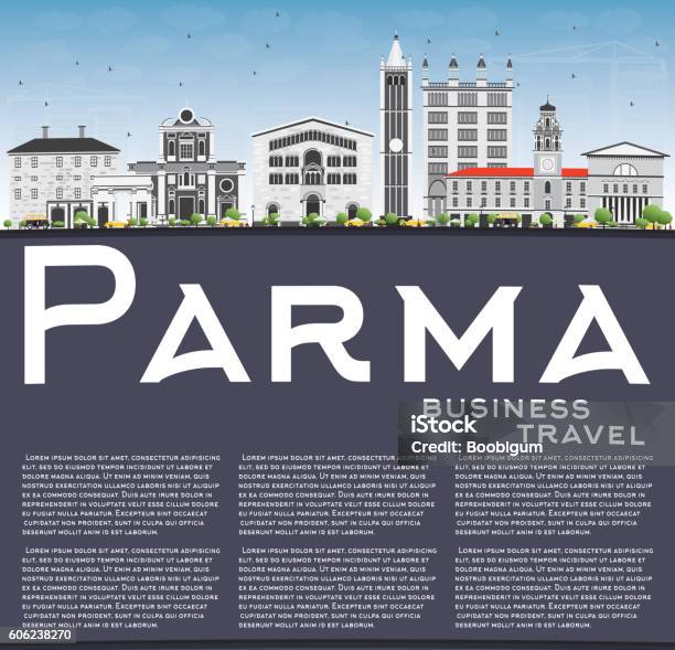 Parma Skyline With Gray Buildings Blue Sky And Copy Space Stock Illustration - Download Image Now
