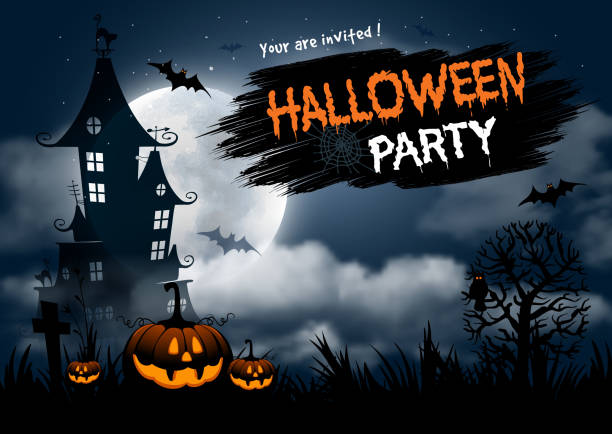 halloween party - haunted house stock illustrations