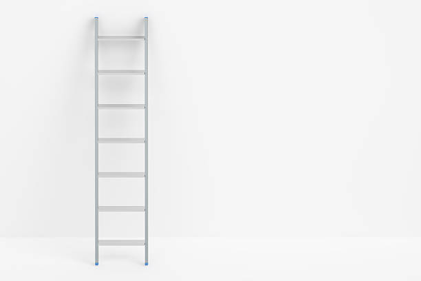 ladder and white wall, 3d rendering - ladder company 1 imagens e fotografias de stock