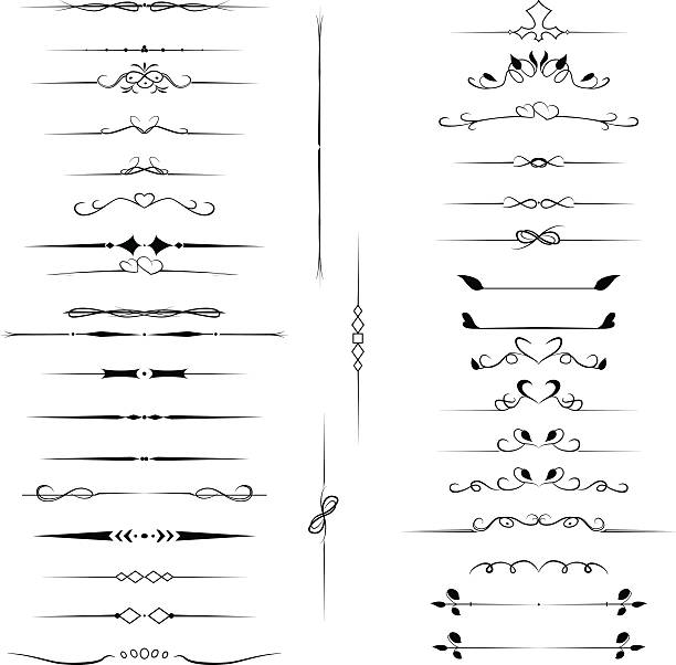 ilustrações de stock, clip art, desenhos animados e ícones de set decorative design elements, calligraphic flourishes page decor - frame growth calligraphy ornate