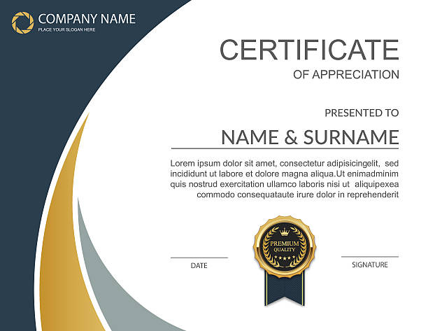 Vector certificate template. Certificate template, Certificate of appreciation. Vector illustration certificate stock illustrations