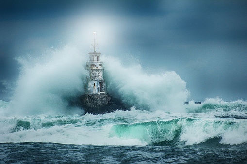 Lighthouse and storm