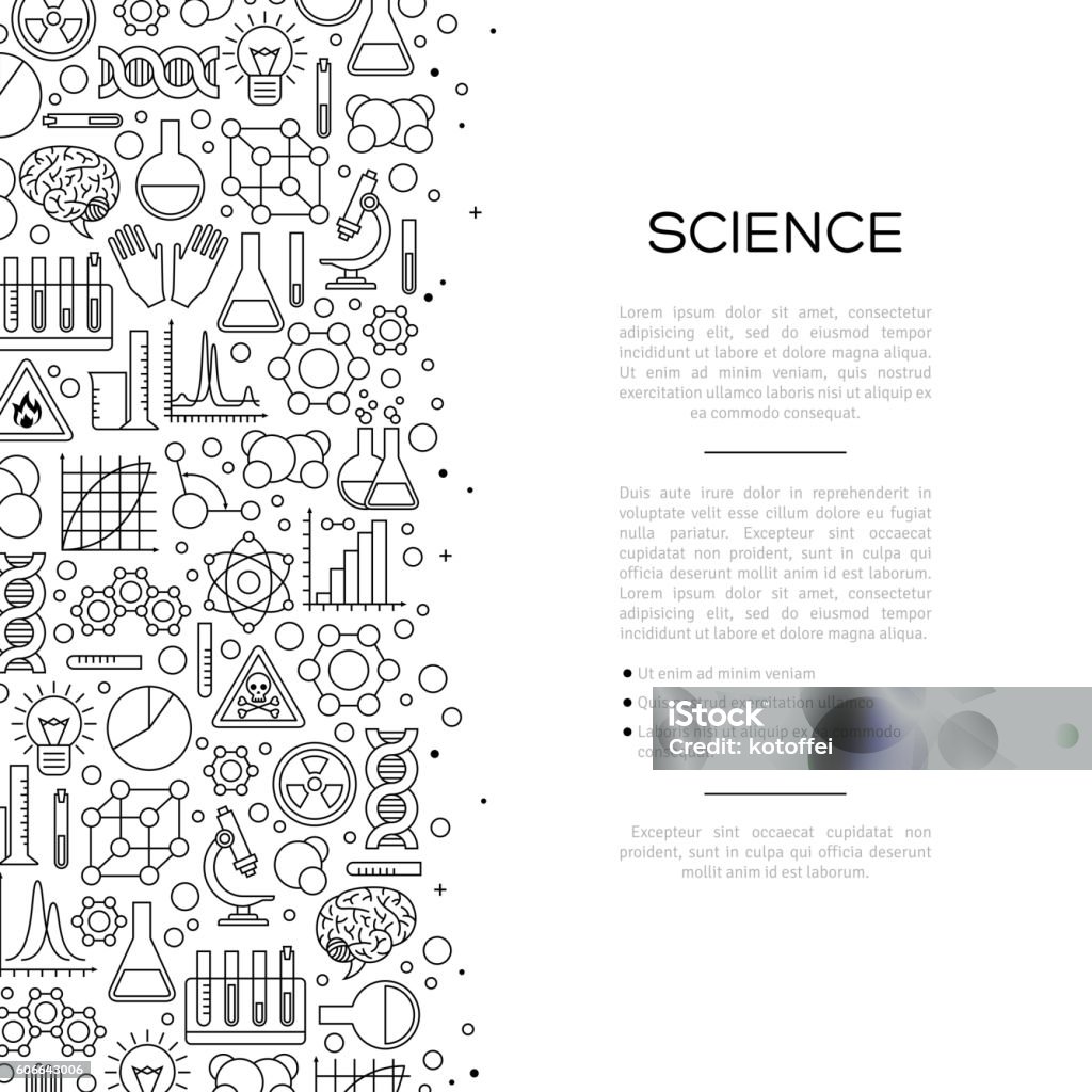 Fondo de química con iconos de línea - arte vectorial de Laboratorio libre de derechos