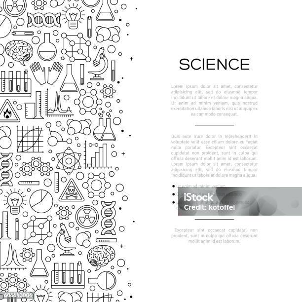 Ilustración de Fondo De Química Con Iconos De Línea y más Vectores Libres de Derechos de Laboratorio - Laboratorio, Patrones visuales, Método científico