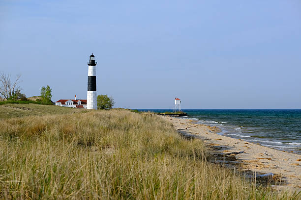 istock Big Sable Point Lighthouse in dunes, built in 1867 606643070