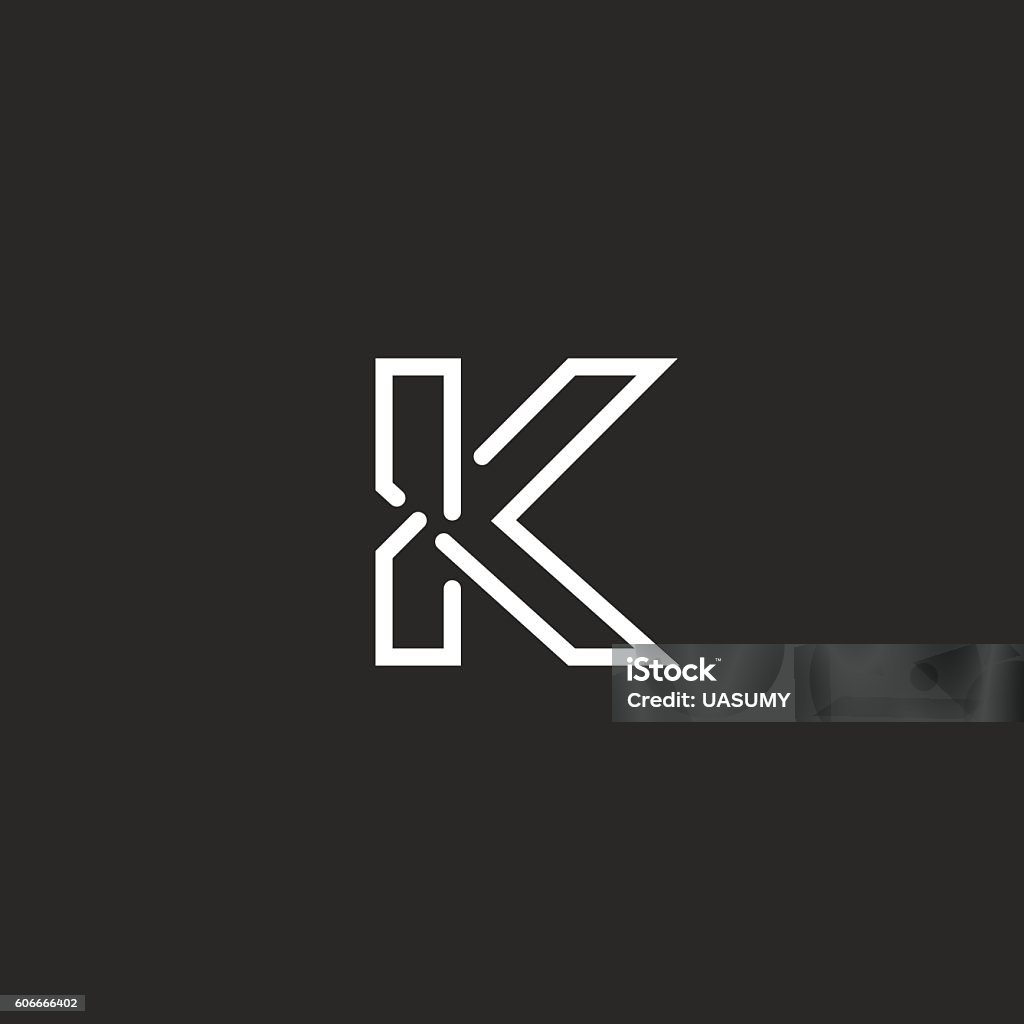 K Letter Mockup Logo Black White Thin Line Monogram Stock ...
