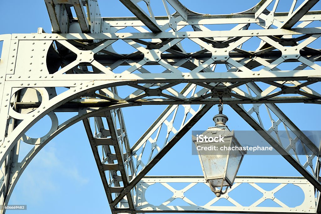 street lamp on bridge blue sky from Haacht Belgium showing nice colors of bridge Backgrounds Stock Photo