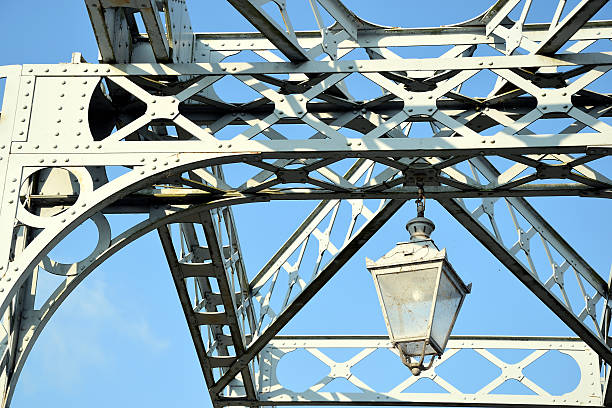 street lamp on bridge stock photo