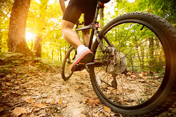 istock cyclist riding mountain bike 606672602