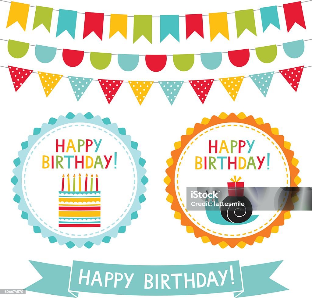 Kid party vector badges and banners set Birthday stock vector