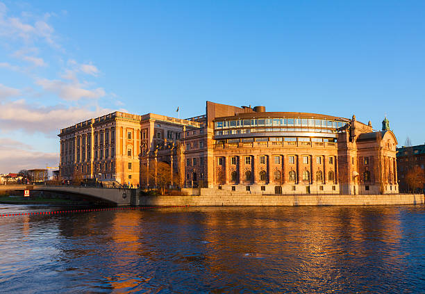 istock Swedish parliament at night 606675520