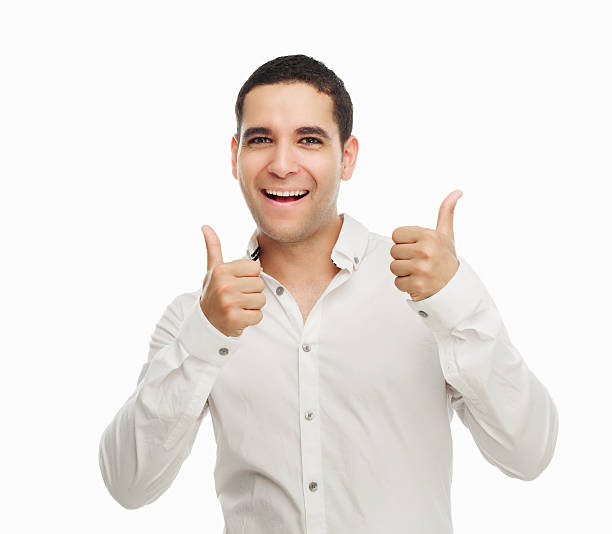 man with thumbs up stock photo