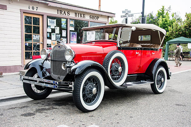 Ford Model A Touring Car Arroyo Grande, California, United States - July 26, 2014: 1929 Ford Model A Touring car displayed at the annual car show in Arroyo Grande, California 1920 1929 stock pictures, royalty-free photos & images