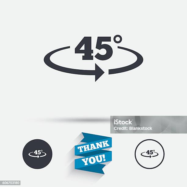 Angle 45 Degrees Sign Icon Geometry Math Symbol Stock Illustration - Download Image Now - Badge, Circle, Computer Graphic