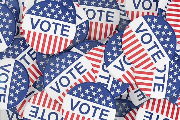 istock USA Presidential Election Campaign Badges, 3D rendering 606704630