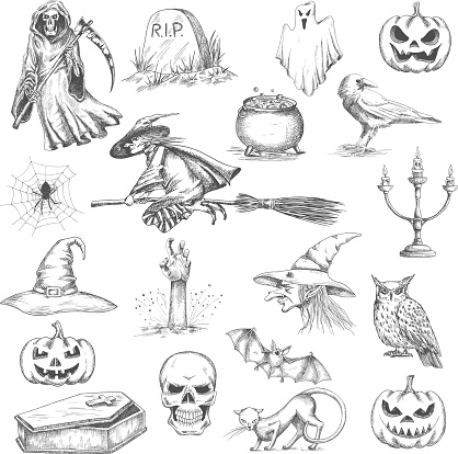 Halloween Party Sketch Decorative Icons Stock Illustration - Download Image Now - Animal Markings, Autumn, Black Color - iStock Halloween Party Sketch Decorative Icons Stock Illustration - Download Image Now - Animal Markings, Autumn, Black Color - iStock