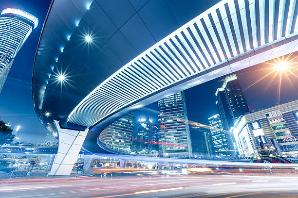 istock Beautiful modern cityscape at night in Shanghai,China 606710044