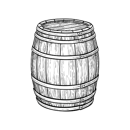 Wine or beer barrel isolated on white background. Vector illustration.