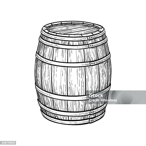 Wine Or Beer Barrel Stock Illustration - Download Image Now - Barrel, Beer - Alcohol, Engraved Image