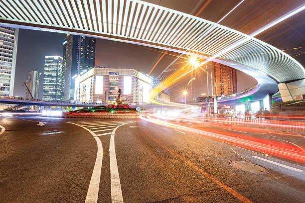 istock Beautiful modern cityscape at night in Shanghai,China 606711364