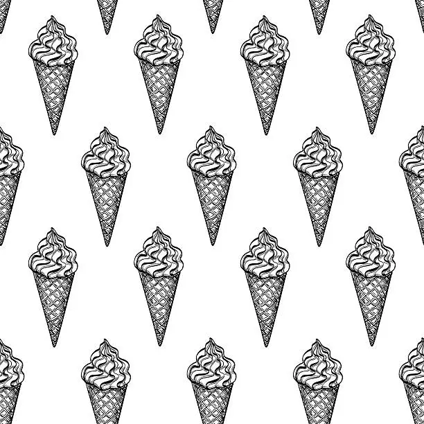 Vector illustration of Seamless pattern with ice cream cones