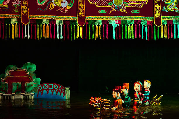 Hanoi, Vietnam - September 10, 2014: Traditional Vietnamese water puppet show tells the legend of Hanoi's sacred lake