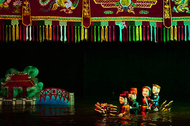 Water puppet show in Hanoi Vietnam stock photo