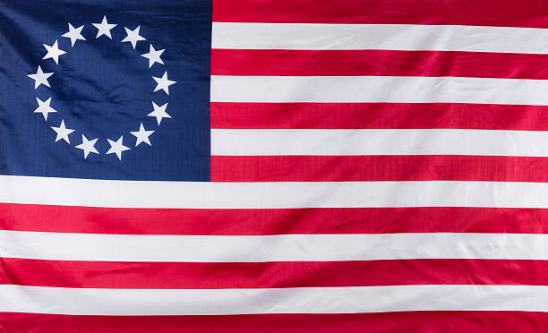 13 star flag for the original colonies of america - colony imagens e fotografias de stock