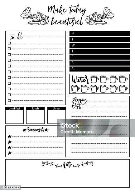 Clean Task Planner Design Clean Style Daily Planner Vector Template Stationery Design Stock ...