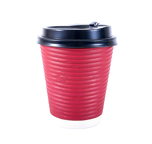 istock Red paper coffee cup isolated on white background 606737696