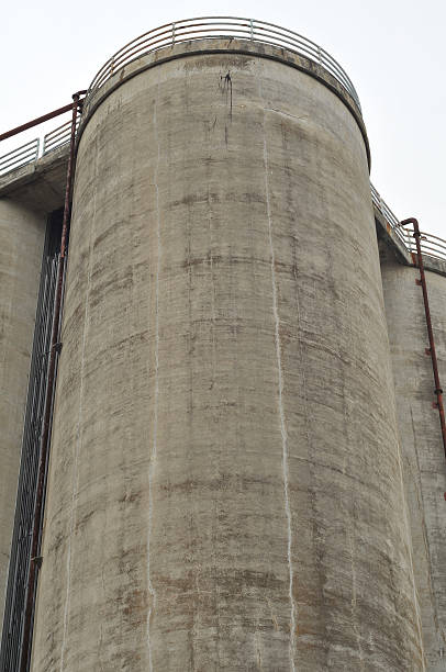istock Industrial silo and milky sky 606738760