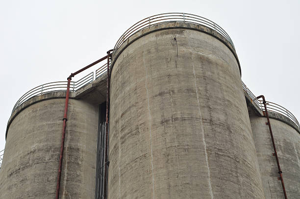 istock Industrial silo and milky sky 606738824
