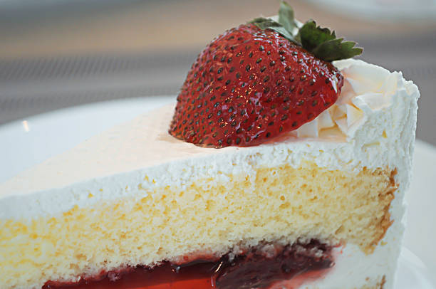 istock Strawberry short cake on white dish the delicious. 606740016