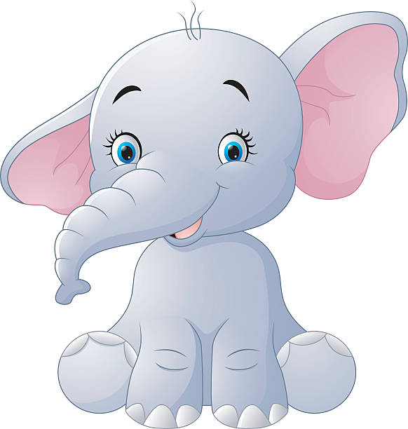 милый ребенок слон сидит изолированные на белом фоне - elephant animal isolated white background stock illustrations