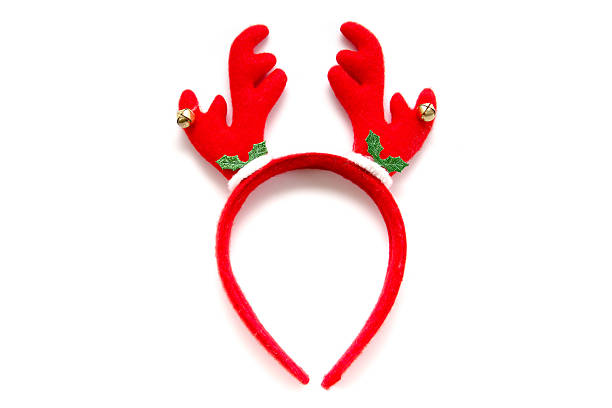 istock Funny Santa reindeer headband horns isolated on white background 607252628