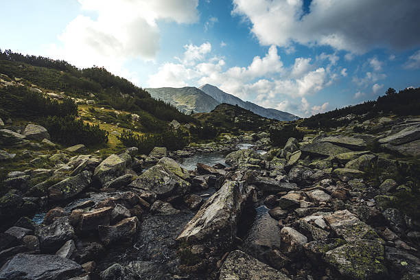 istock Beautiful mountain landscape at sunset 607254012
