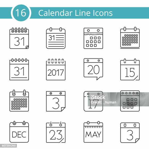 16 Calendar Icons Stock Illustration - Download Image Now - Calendar, Icon Symbol, Today - Single Word