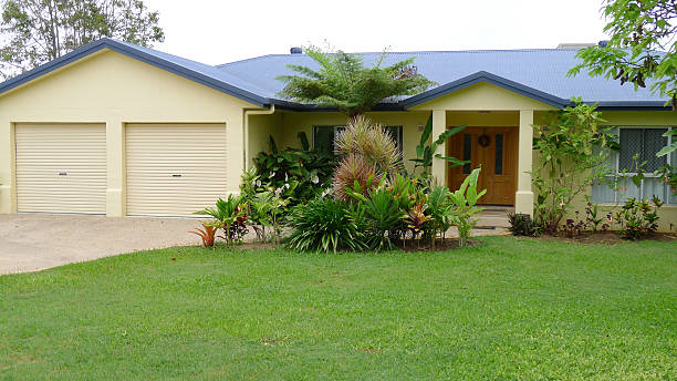 Modern family home with tropical garden