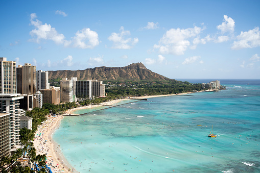 View of Waikiki Beach and Diamond Head, Hawaii