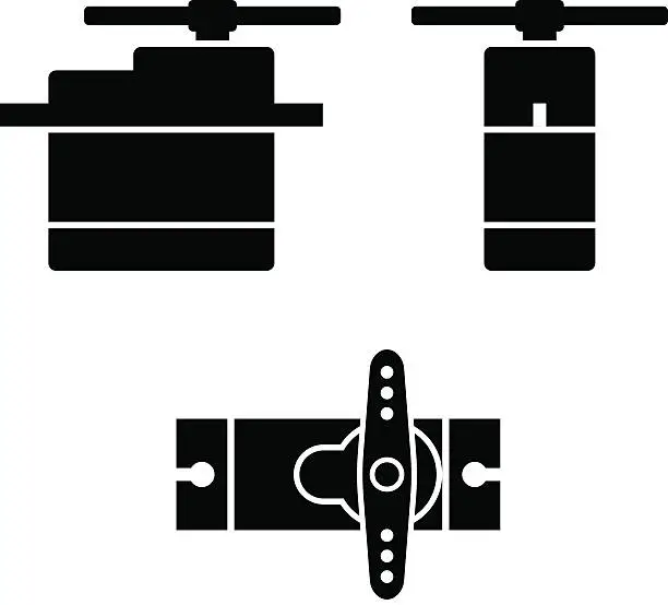 Vector illustration of electric rc model servo black symbols